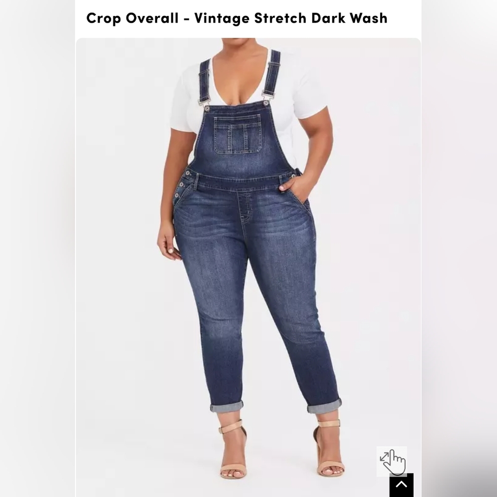 Torrid Dark Wash Denim Crop Overall Jumpsuit